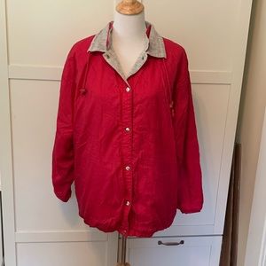 Vintage Berry Red Windbreaker Flannel Lined Jacket